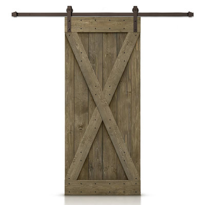 Porte de grange à panneaux et en bois avec quincaillerie d'installation