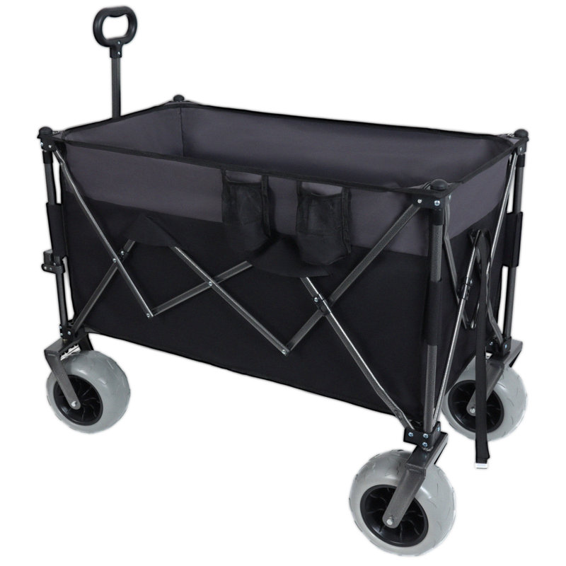 Roues tout-terrain 9 po x 4 po! Chariot pliant robuste pour chariot 300L XL - capacité de 480 lb, conquiert le sable et le terrain accidenté, avec freins, poches, porte-gobelets
