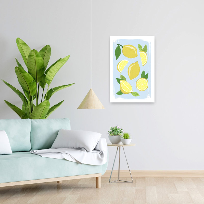 Fresh Lemon Medley Vibrant Abstract Contemporary Fruit Summer Wall Art Print by Martina - Wrapped Canvas Print