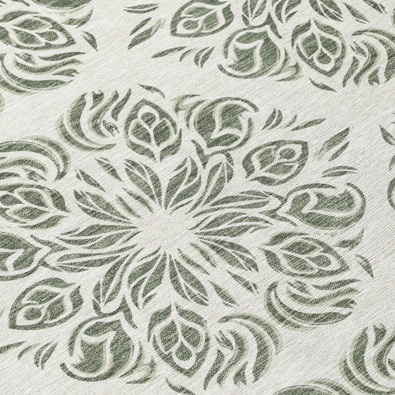 Machine Washable Indoor/Outdoor Chantille ACN2456 Damask Rug, Basil, 8' x 10'