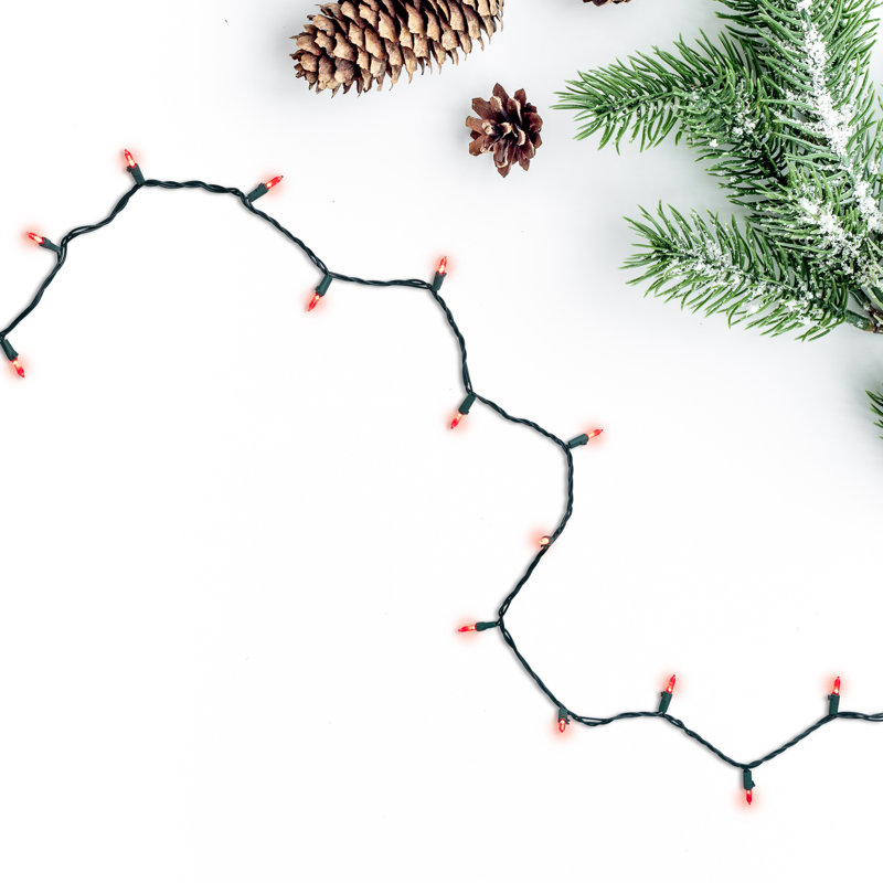 100-Count LED Mini Christmas Lights 33ft Wire, Red/Green