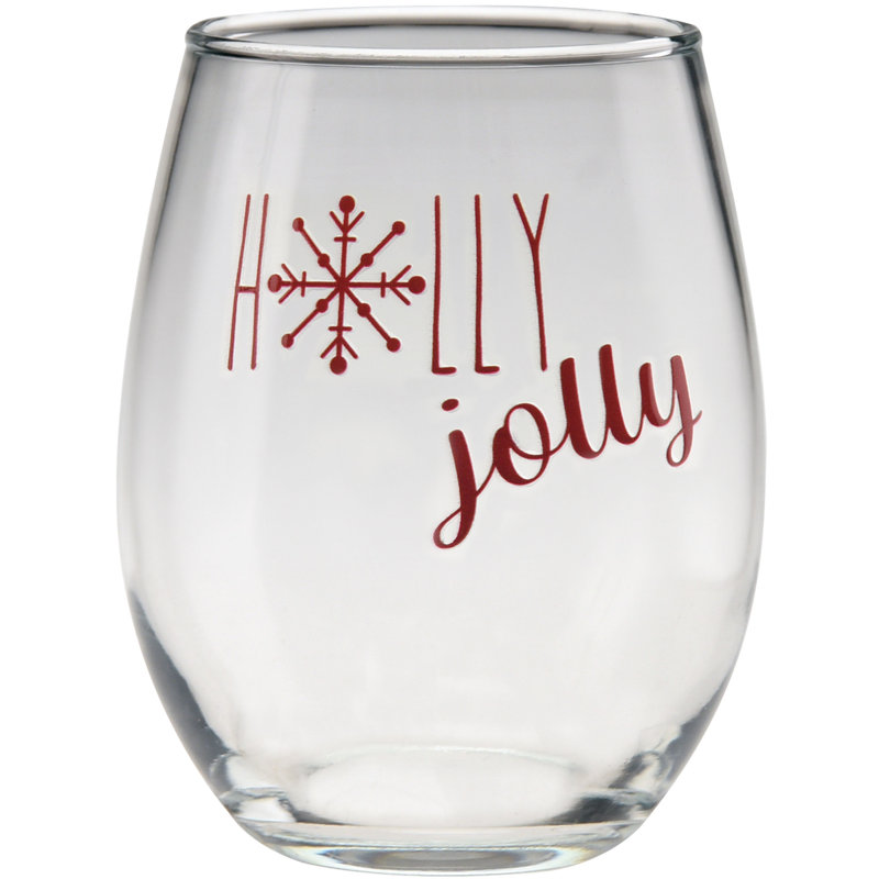 Verre à vin sans pied 15 onces Culver Holiday Holly Jolly, 6 pièces