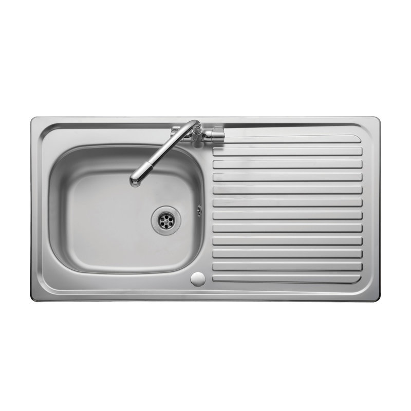 Linear 950 x 508mm stainless steel inset sink with 1 bowl and reversible drainer