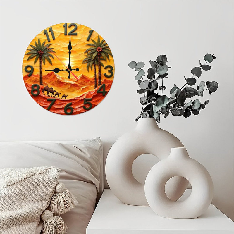 Horloge murale artistique décorative paysage désertique