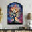 Colorful Oak Tree Eternal Strength I - Arch Shape Decorative Multi-Color Tree Oak Wall Clock-104240424