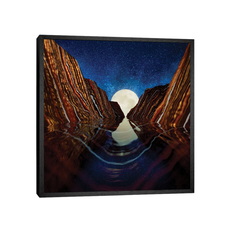 Moon Reflection - Print on Canvas, Black Framed, 45.72 cm H x 45.72 cm W