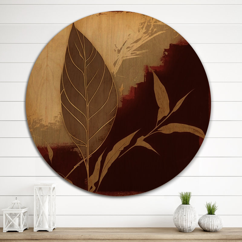 Terra Cotta Chocolate Leaves II - Print, 29" H x 29" W x 1" D