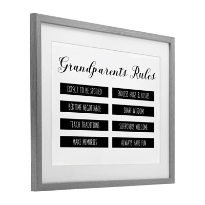 «Grandparent's Rules Modern», reproduction encadrée sous verre, conception de CAD Designs