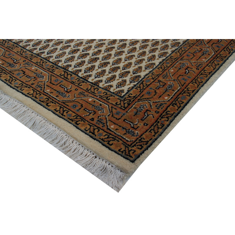 Indo Hand Woven Cotton and Wool Oriental Area Rug, Rectangle 2'4" x 4'6"