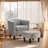 Velvet Accent Chair with Ottoman, Modern Barrel Chair Armchair for Living Room, Bedroom-1339113836