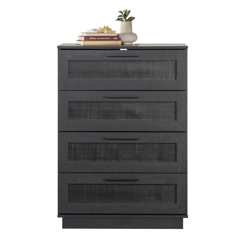 Raven Oak Black Coastal 4-Drawer Vertical Dresser