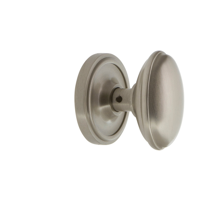 Classic Rosette with Homestead Door Knob, Satin Nickel, 2.375"