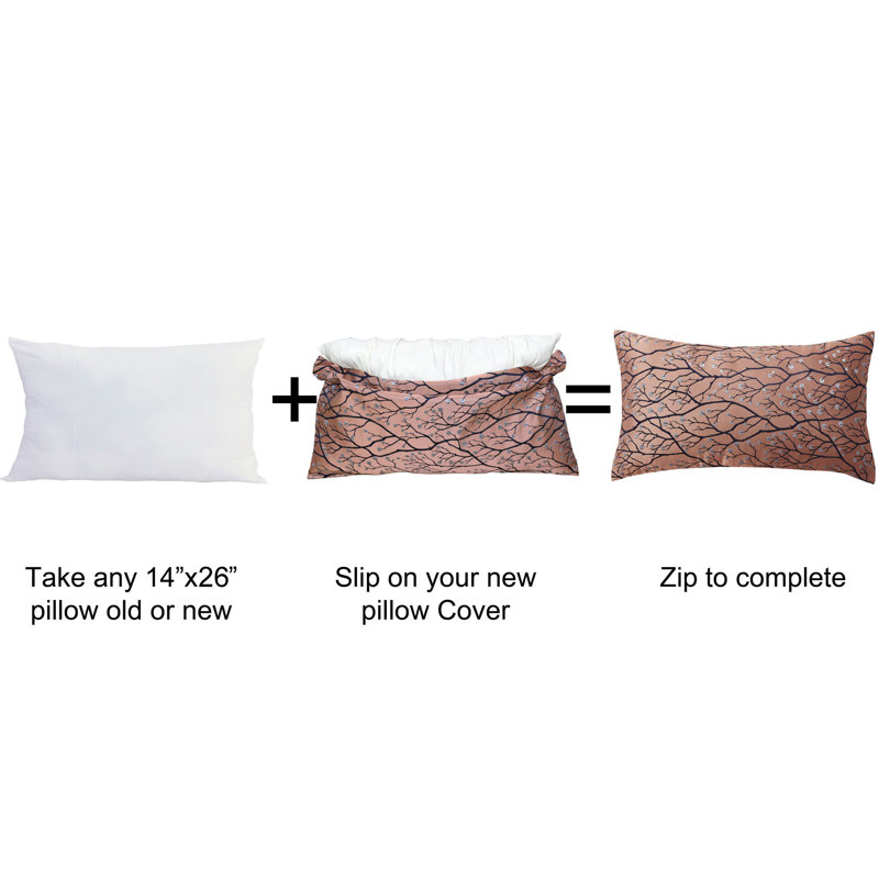 Floral Rectangular Lumbar Pillow Cover, Rose