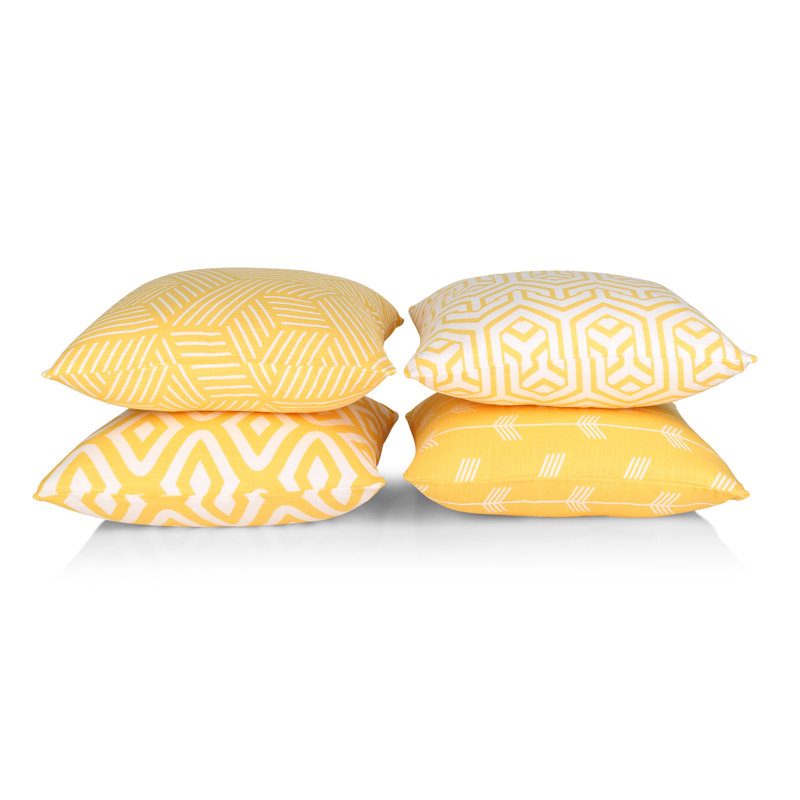 Dash Geometric Square Cushion Cover, Yellow