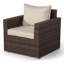 Villatoro Brown Rattan 3 Seat Sofa + 2 X Armchairs & Ice Bucket Rectangle Coffee Table, Outdoor Patio Garden Furniture