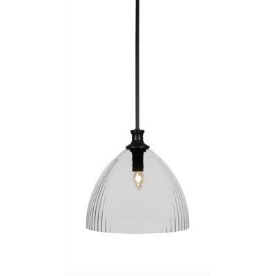 Chestle Stem Hung Pendant Shown With 14" Clear Ribbed Glass