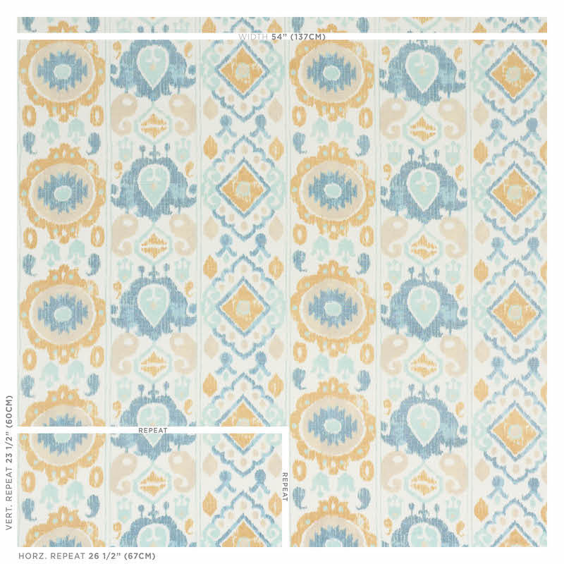Tissu ikat élisia, Ciel / ocre