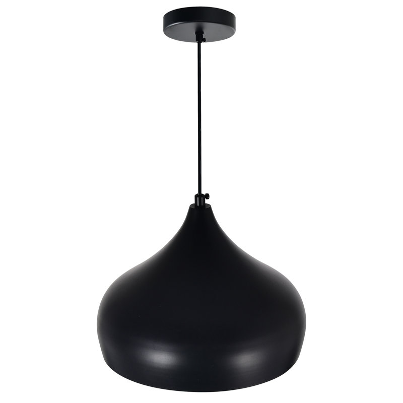 13'' Modern Black Down Pendant Light – For Dining Room, Kitchen, Bedroom – E26 Bulb Compatible, Adjustable Down Rod Height