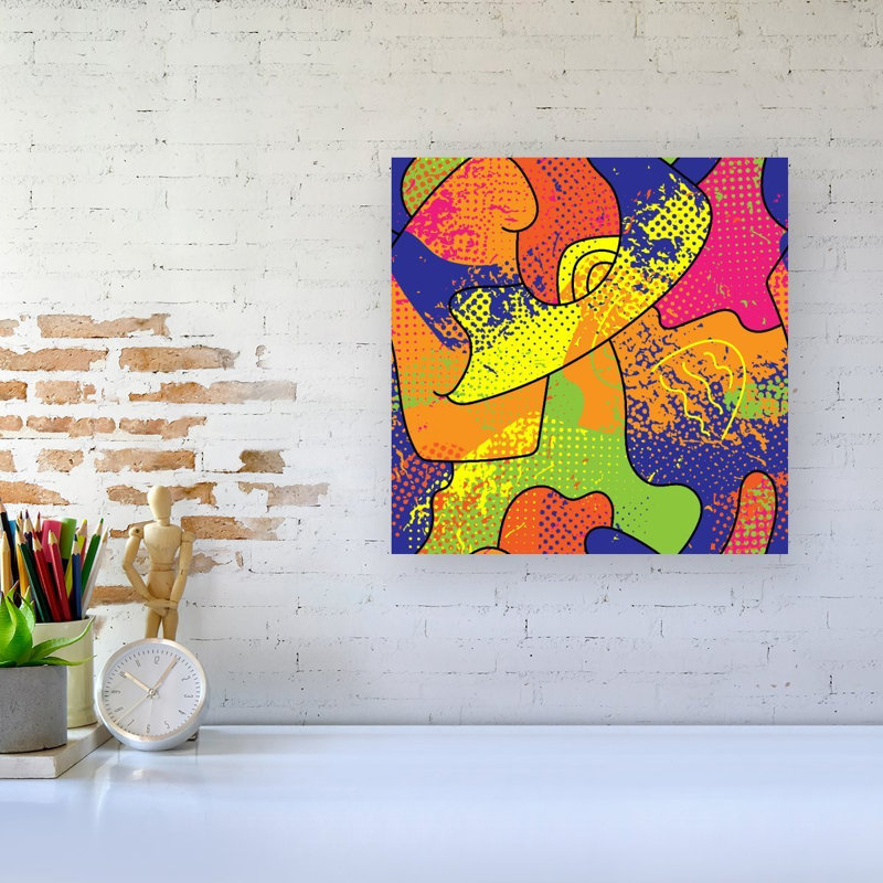 BRIGHT ABSTRACT PATTERN 1 Piece Wrapped Canvas Wall Art