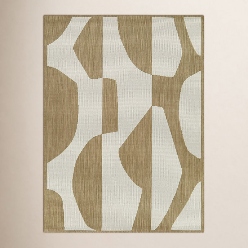 Tapis intérieur / extérieur en polypropylène tissé à la machine Emmie, Rectangle 5 pi 3 po x 7 pi