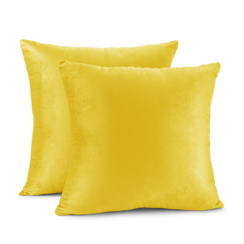  Velvet Decorative Throw Pillow Cover, Yellow, 22"H x 22"W