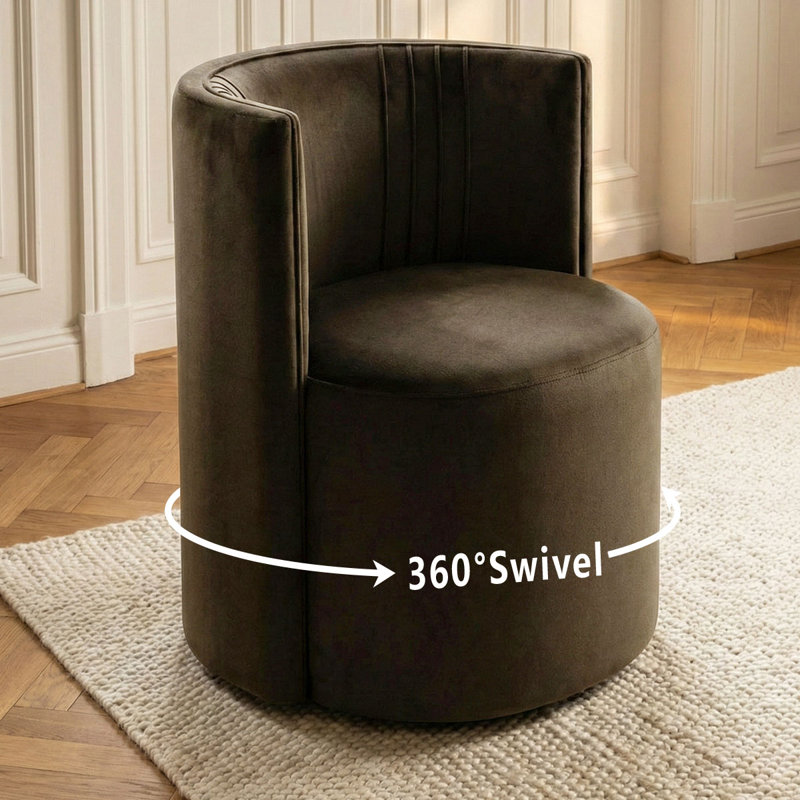 Modern Swivel Office Chair With Universal Wheels, Chocolate Brown