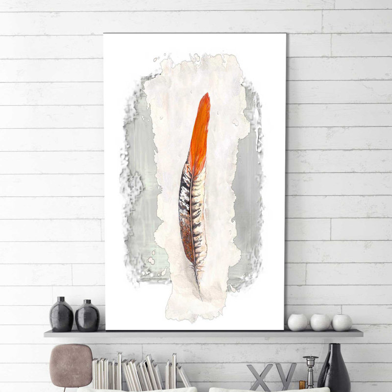 «Simple FeaTher II», reproduction de peinture à l'aquarelle, H 30 po x l 18 po x P 1 po, Toile tendue