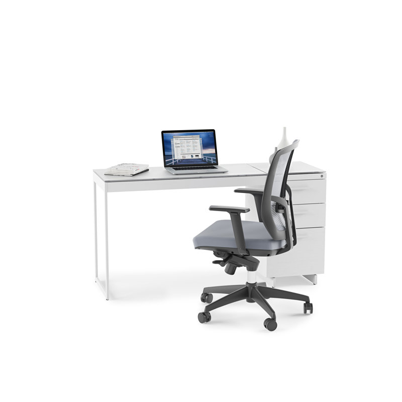Centro White and Gray Glass 3-Drawer Mobile File Cabinet