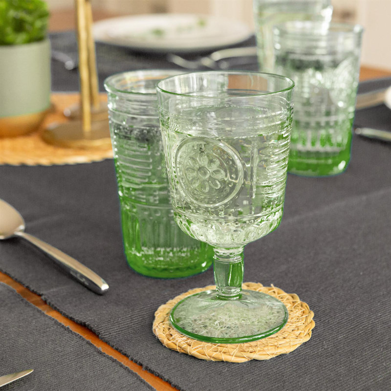 Romantic Wine Glasses, Green, 12