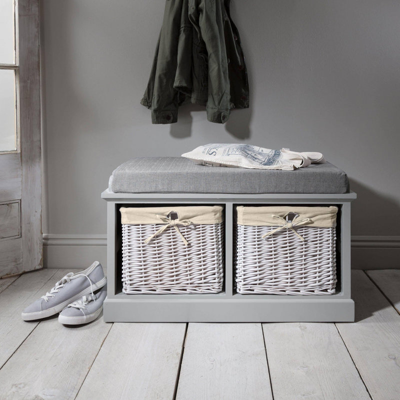 Hudson Oaks Entryway Bench with Baskets, 2 baskets, Grey