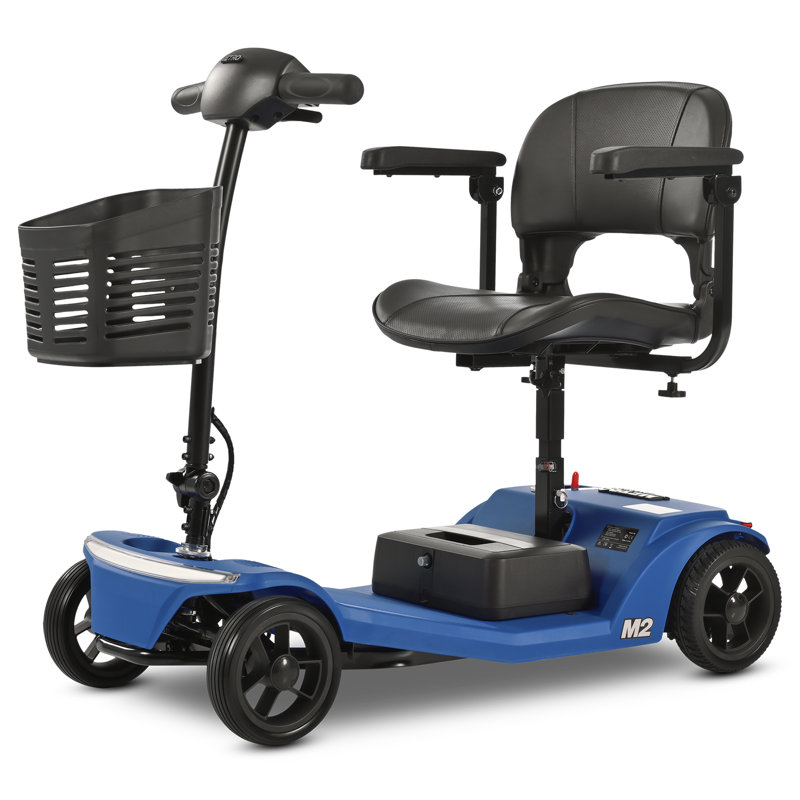 4 Wheel Mobility Scooter With 16-20Mile Driving Range, Lithium Battery, 330Bs Weight Capacity, Front & Rear LED Light, Extension Legroom, Electric-Magnetic Brake System, M2-BLUE-22.5L