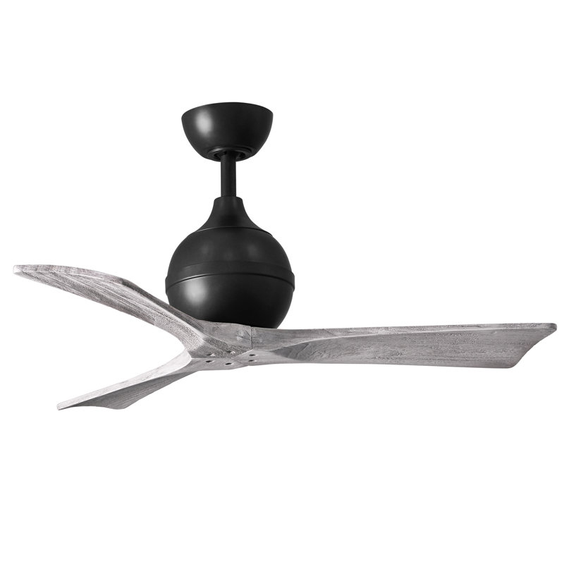 60" Irene Paddle 3 Blade Ceiling Fan, Matte Black, Barn Wood Tone, 42"