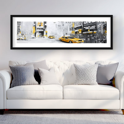 New York City with Taxis - reproduction encadrée avec passe-partout