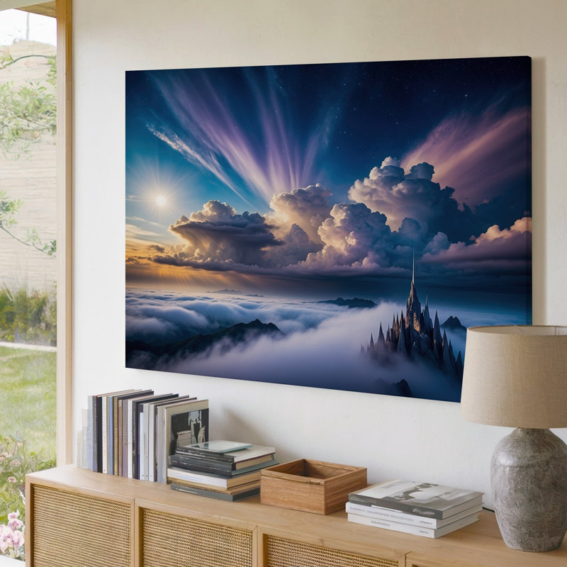 Toile, "Une scène céleste à couper le souffle avec un ciel dramatique vivant", art mural sur toile bleu marine