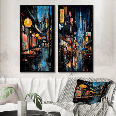 Japon, art de rue Alleyway II - ensemble de 2 impressions sur toile japonaises