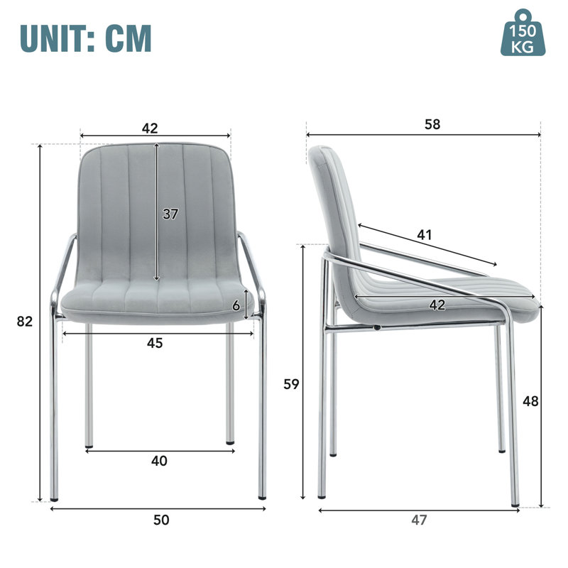 Chailee 48cm H Velvet Upholstered Metal Armchair