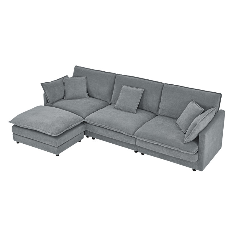 Tripp 110.2-Inch Modern L-Shaped Sectional Sofa, Gray