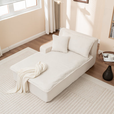 Velvura Modern Corduroy Chaise Lounge with High-Density Foam by NFusion