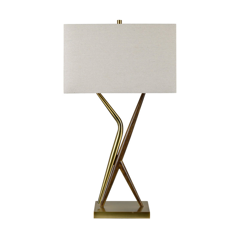 29.75" Metal Table Lamp With Oat Shade