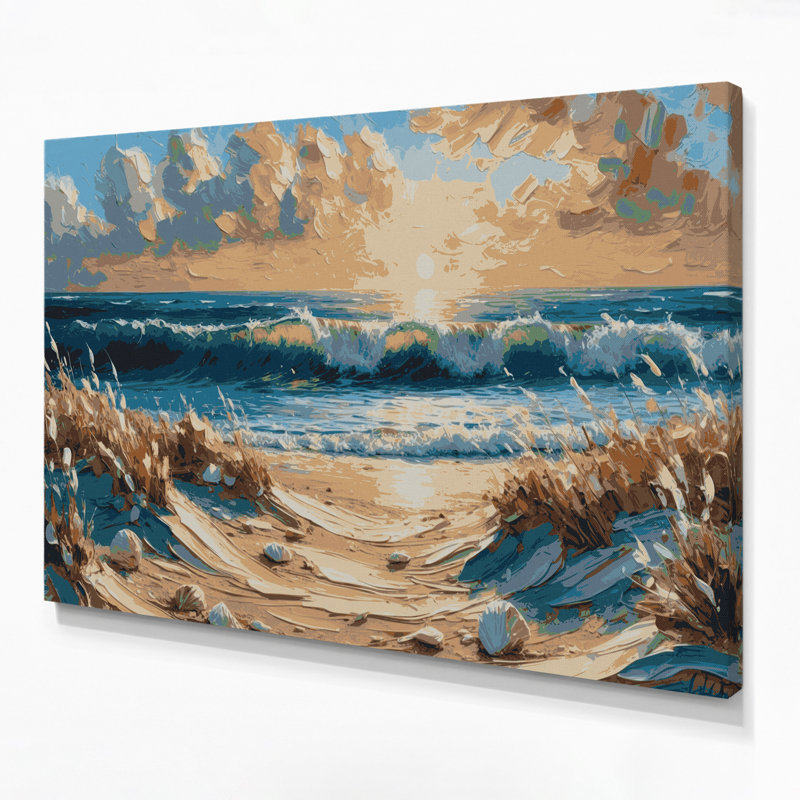 «Coastal Sunny Beach», art mural sur toile brune, H 12 po x l 18 po