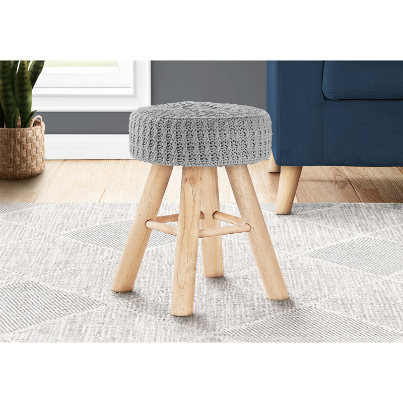 Grey Velvet With Natural Wood Legs For Extra Seat And Foam No Assembly Foot Stool Leg Base