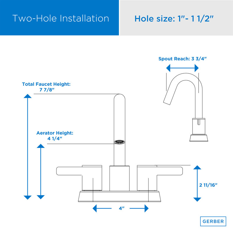 Amalfi Centerset Bathroom Faucet with Drain Assembly, Chrome