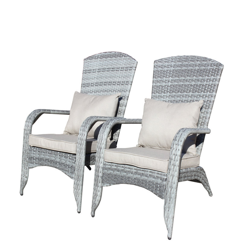 Chaise de patio avec coussins (coussin gris), Gris