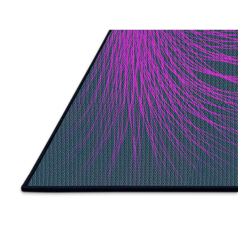 Laine tissée à la machine à motifs géométriques et rose polyester/bleu marine Tapis décoratif, Rectangle 2 pi x 3 pi