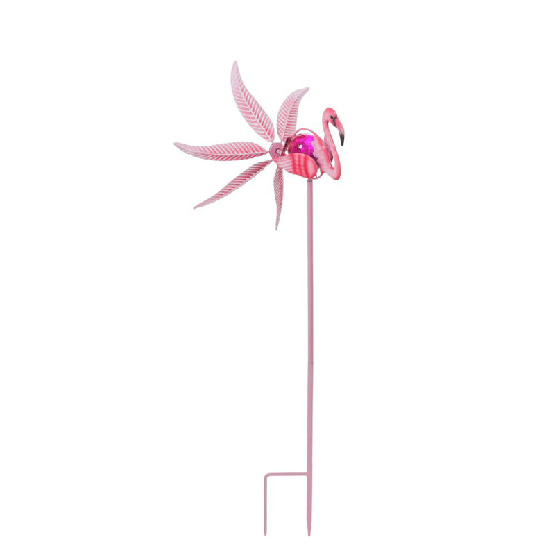 Flamant rose de jardin à roulement à vent solaire