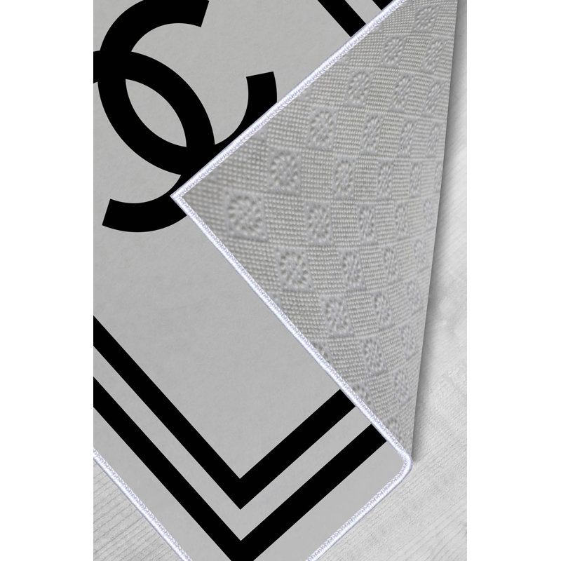 Tapis noir / gris en polyester tissé à la machine Jasso, Rectangle 4 pi 7 po x 7 pi 3 po