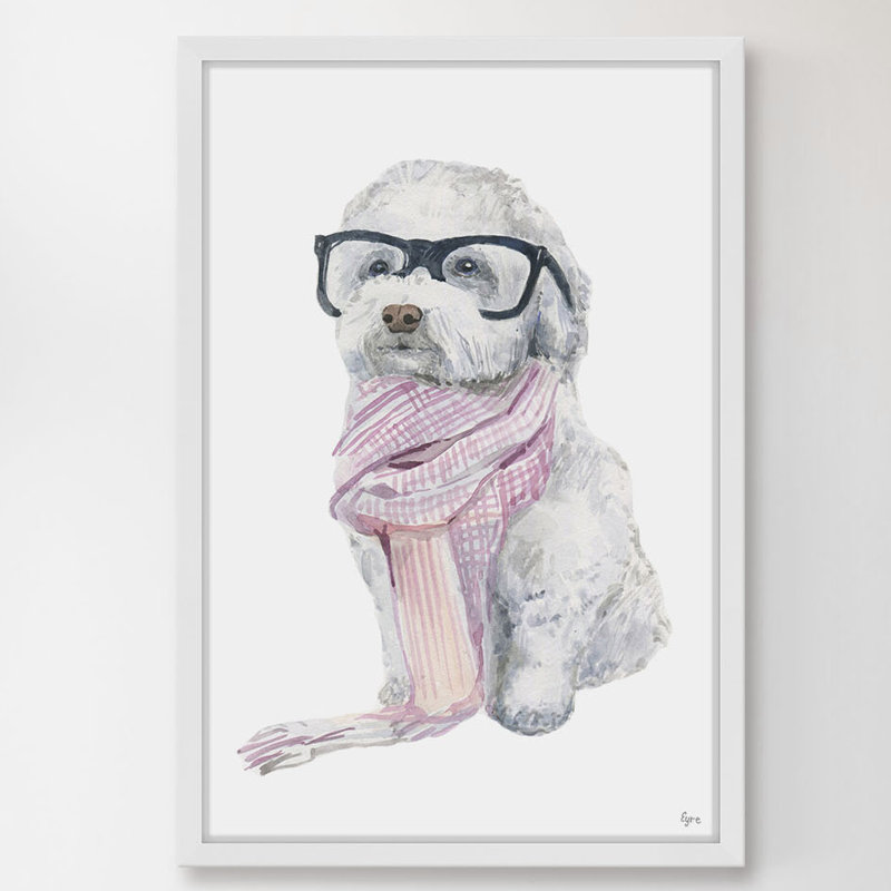 «Parisian Dog» par Eyre Tarney, reproduction d'art sur papier encadrée, H 45 po x l 30 po x P 1,5 po