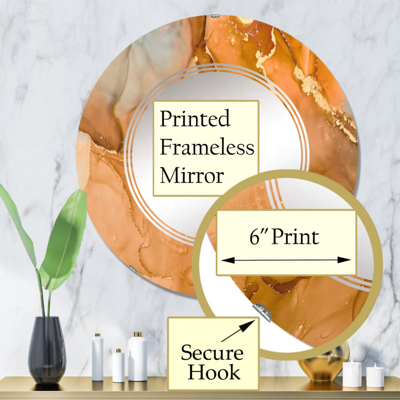 Miroir mural moderne et abstrait brun, 32 po x 32 po