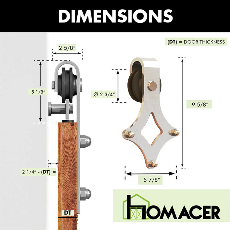 Brushed Nickel Diamond Design Non-Bypass Single Track One Door Hardware Kit( Door Not Included), 60 in.