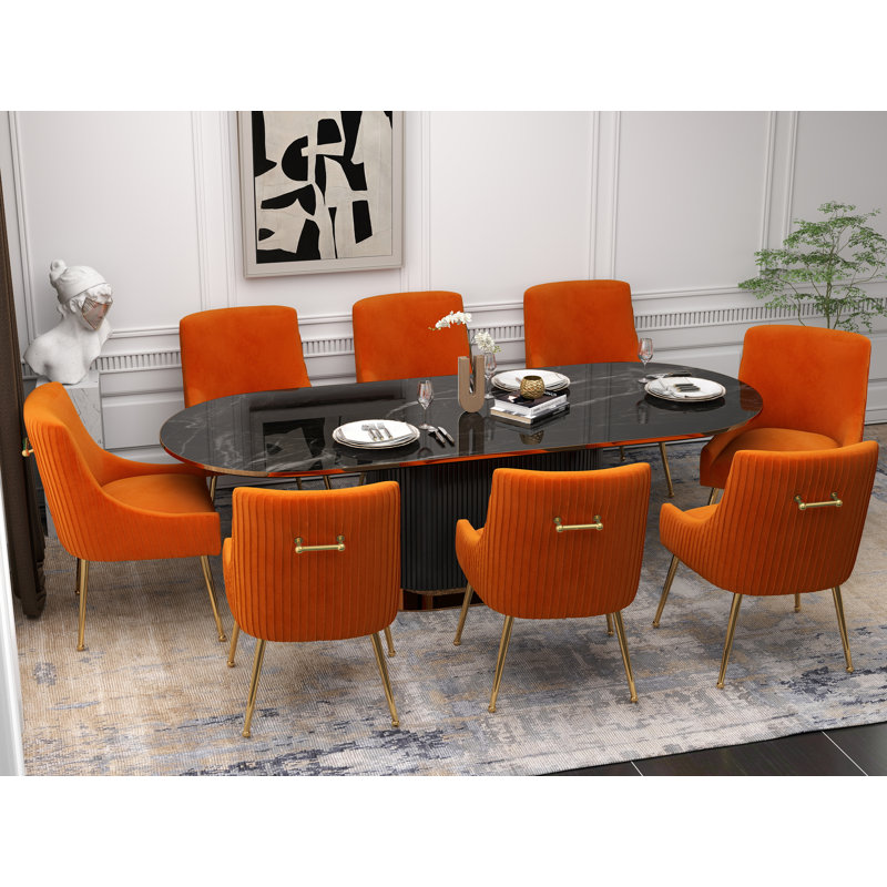 Chaise d'appoint en velours Baudel, Orange